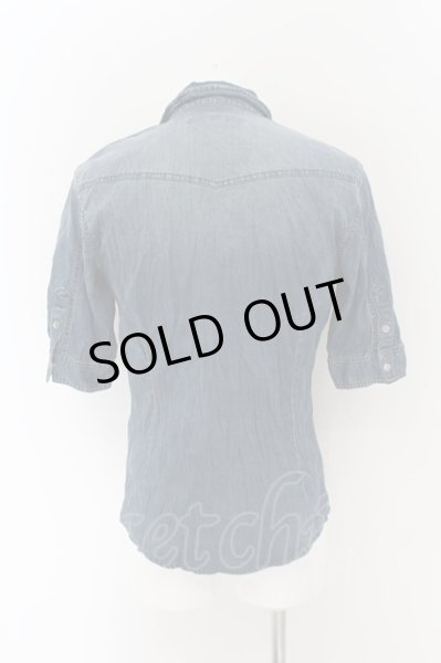 画像2: SCHLUSSEL / ワッシャー五分袖ウエスタンデニムシャツ 2 インディゴ O-24-06-17-042-SC-sh-YM-ZT291 (2)