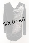 CIVARIZE / Plume フェザープリントVネックカットソー 46 ブラック O-24-06-17-005-CI-to-YM-OS