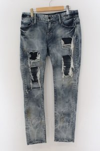 【セール】CIVARIZE / Tearing 蛇腹リメイクスキニーデニムパンツ 46 インディゴ O-24-06-17-047-CI-pa-YM-ZT183