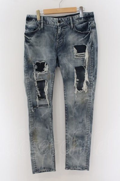 画像1: CIVARIZE / Tearing 蛇腹リメイクスキニーデニムパンツ 46 インディゴ O-24-06-17-047-CI-pa-YM-ZT183 (1)