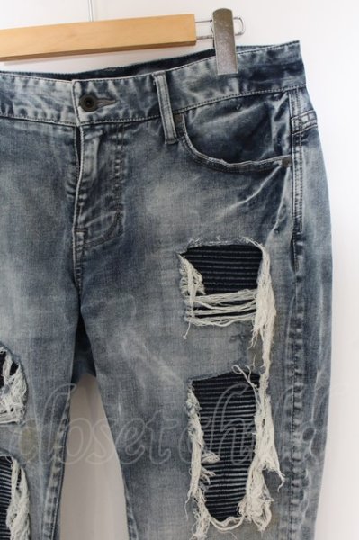 画像2: CIVARIZE / Tearing 蛇腹リメイクスキニーデニムパンツ 46 インディゴ O-24-06-17-047-CI-pa-YM-ZT183 (2)