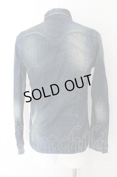 画像2: CIVARIZE / Blur 汚し加工デニムウエスタンシャツ 44 ブルー O-24-06-17-021-CI-sh-YM-OS (2)