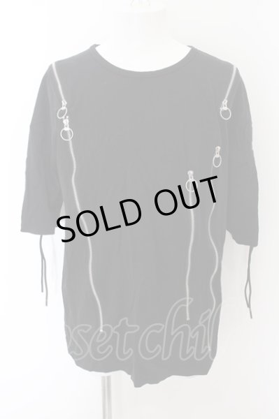 画像1: CIVARIZE / レースアップZIPデザインビッグTシャツ F ブラック O-24-06-17-003-CI-ts-YM-OS (1)