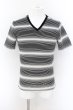 画像1: NEW GENTLEMAN / 立体ボーダーVネックTシャツ 3 ブラックｘホワイト O-24-06-17-030-NE-ts-YM-ZT291 (1)