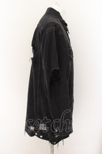 画像2: LEGENDA / デストロイロングデニムジャケット　Gジャン S ブラック O-24-06-23-027-LE-ja-YM-ZT203 (2)