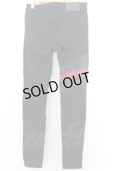 画像2: CavariA / パッチデザインストレッチスキニーパンツ 44 ブラックｘレッド O-24-06-23-073-Ca-pa-YM-ZT0626 (2)