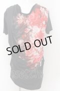 CIVARIZE / モードドレープフラワーTシャツ 46 ブラックｘレッド O-24-06-27-084-CI-ts-YM-OS