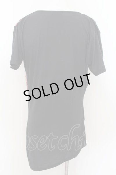 画像2: CIVARIZE / モードドレープフラワーTシャツ 46 ブラックｘレッド O-24-06-27-084-CI-ts-YM-OS (2)