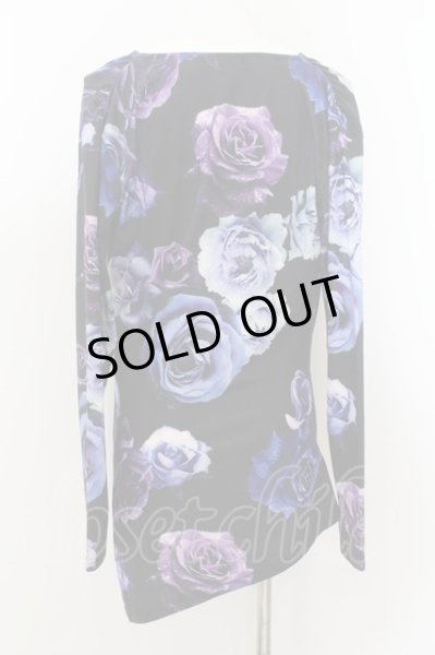 画像2: CIVARIZE / フラワー総柄ドレープカットソー 44 ブラックｘブルー O-24-06-27-093-CI-to-YM-OS (2)