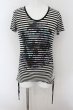 画像1: CIVARIZE / Teller スカルプリントサイドギャザーTシャツ 44 ブラックｘホワイト O-24-06-27-113-CI-ts-YM-OS (1)
