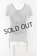 CIVARIZE / Teller スカルプリントサイドギャザーTシャツ 44 ブラックｘホワイト O-24-06-27-113-CI-ts-YM-OS