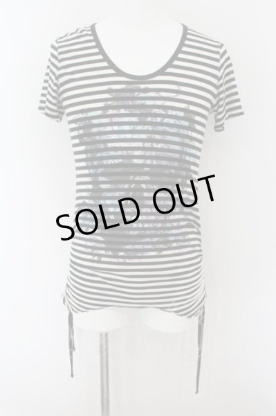 画像1: CIVARIZE / Teller スカルプリントサイドギャザーTシャツ 44 ブラックｘホワイト O-24-06-27-113-CI-ts-YM-OS (1)