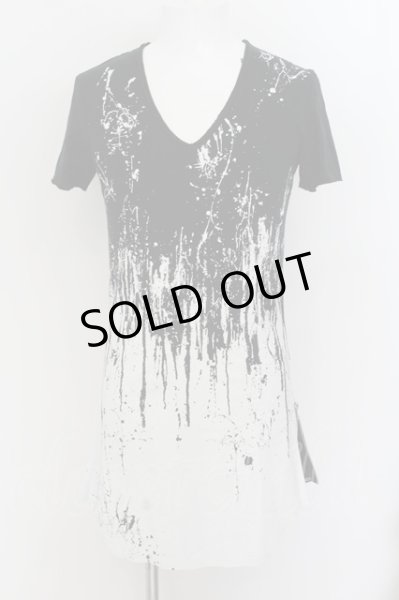 画像1: CIVARIZE / Drunk サイドZIP総柄VネックTシャツ 46 ブラックｘホワイト O-24-07-05-039-CI-ts-YM-OS (1)