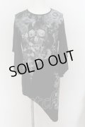 CIVARIZE / フラワースカルアシメ変形Tシャツ F ブラック O-24-07-05-044-CI-to-YM-OS