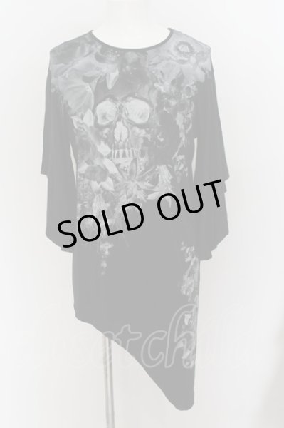 画像1: CIVARIZE / フラワースカルアシメ変形Tシャツ F ブラック O-24-07-05-044-CI-to-YM-OS (1)