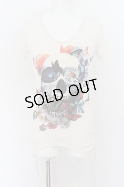 画像1: CIVARIZE / Ugly サイドギャザースカルギャザーアイス゛Tシャツ 44 ホワイト O-24-07-05-061-CI-ts-YM-OS (1)