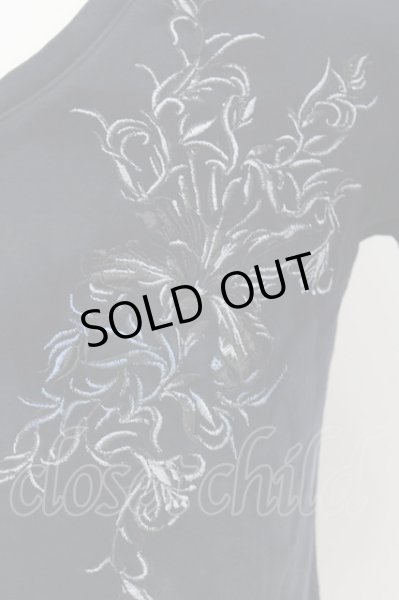 画像2: TORNADO MART / トライバル刺繍ムラ染めヘヴィTシャツ  ネイビー O-24-07-06-009-TO-ts-YM-OS (2)