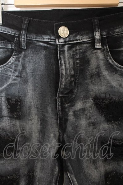 画像2: ALTER VENOMV / シルバーコーティングダメージスキニーデニムパンツ M シルバーｘブラック O-24-07-15-024-AL-pa-YM-ZT082 (2)