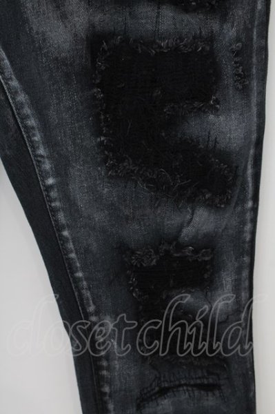 画像3: ALTER VENOMV / シルバーコーティングダメージスキニーデニムパンツ M シルバーｘブラック O-24-07-15-024-AL-pa-YM-ZT082 (3)