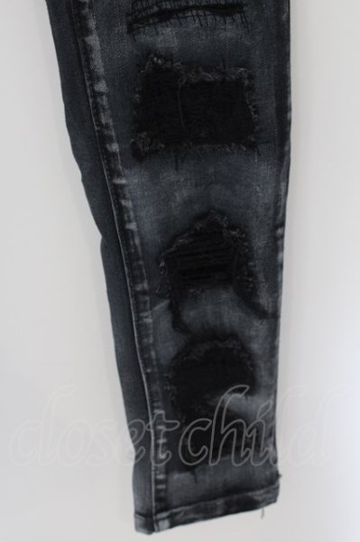 画像4: ALTER VENOMV / シルバーコーティングダメージスキニーデニムパンツ M シルバーｘブラック O-24-07-15-024-AL-pa-YM-ZT082 (4)