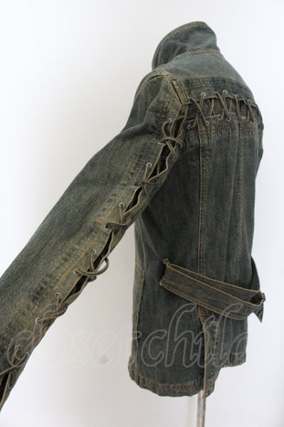 画像4: TORNADO MART / レースアップヴィンテージデニム　スタンドネックロングジャケット L インディゴ O-24-07-15-002-TO-ou-YM-ZT226 (4)