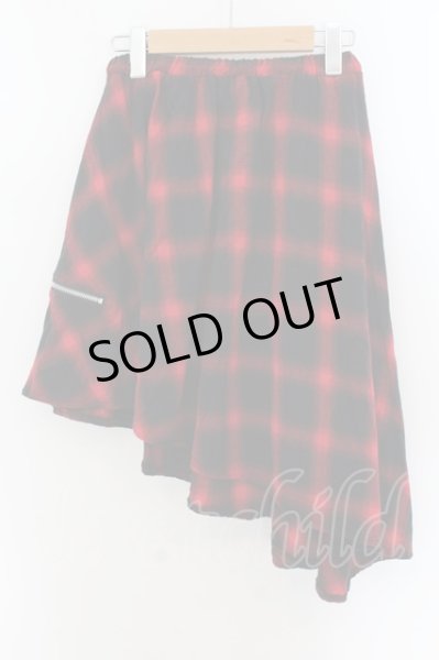 画像2: CIVARIZE / チェックアシンメトリーラップスカート F レッド O-24-07-21-058-CI-pa-YM-ZT062 (2)