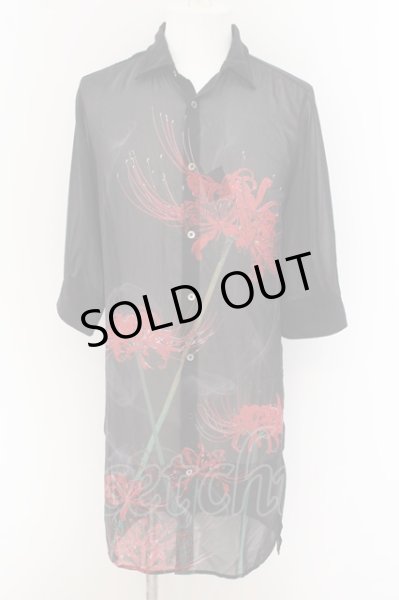 画像1: CIVARIZE / シースルーフラワーロングシャツ 46 ブラックｘレッド O-24-07-21-007-CI-sh-YM-OS (1)