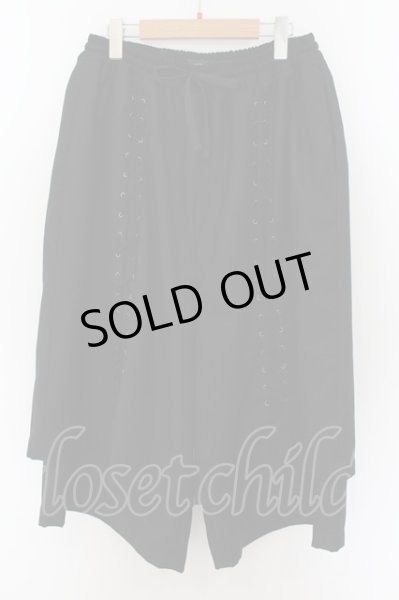 画像1: CIVARIZE / Burrow 編み上げレイヤードワイドパンツ 44 ブラック O-24-07-21-063-CI-pa-YM-ZT103 (1)