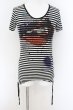 画像1: CIVARIZE / Upheaval サイドギャザーリップTシャツ 44 ブラックxホワイト O-24-07-21-010-CI-ts-YM-OS (1)