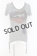 CIVARIZE / Upheaval サイドギャザーリップTシャツ 44 ブラックｘホワイト O-24-07-21-010-CI-ts-YM-OS
