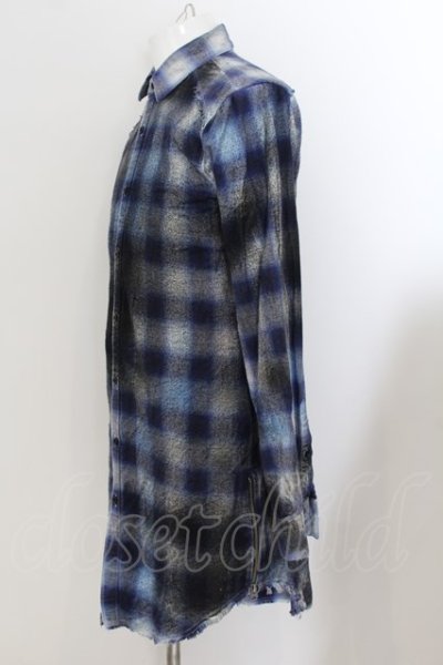 画像2: CIVARIZE / Wasp 裾ジップロングチェックシャツ 46 ブルー O-24-07-23-015-CI-sh-YM-ZS