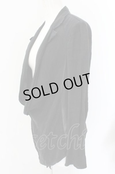 画像2: bajra / リネンクレープドレープジャケット 1 ブラック O-24-10-24-046-ba-ja-YM-ZT247 (2)