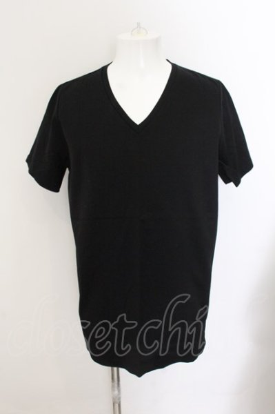 画像1: NO ID. / CパールヴァティシルケットスムースVネックTシャツ 2 ブラック O-24-10-24-056-NO-ts-YM-ZT231 (1)