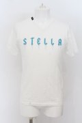 BUFFALO BOBS / STELLAラメプリントVネックTシャツ 1-2 ホワイトｘブルー O-24-07-26-047-BU-ts-YM-ZT109