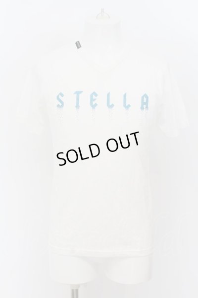 画像1: BUFFALO BOBS / STELLAラメプリントVネックTシャツ 1-2 ホワイトｘブルー O-24-07-26-047-BU-ts-YM-ZT109