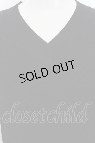 画像2: TORNADO MART / リブVネックジャガードカットソー  ブラック O-24-07-26-024-TO-to-YM-ZT110 (2)