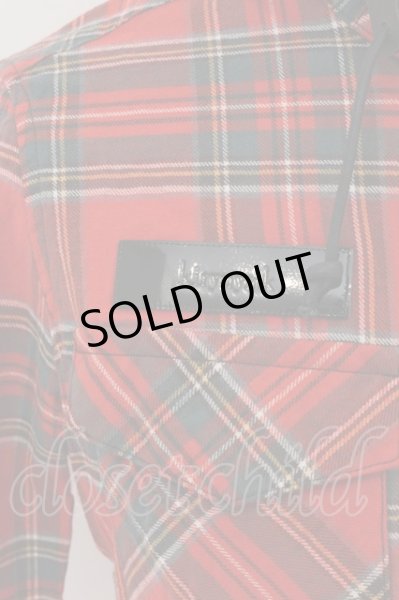 画像2: kiryuyrik / Tartan Hoodie　半袖パーカー S レッド O-24-07-27-006-ki-to-YM-OS (2)