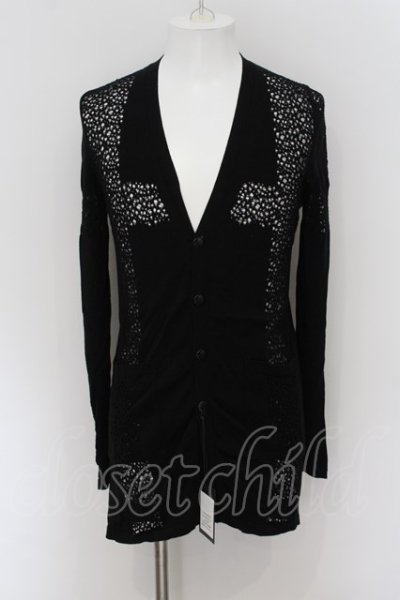 画像1: kiryuyrik / Cross Knit カーディガン S ブラック O-24-07-27-017-ki-to-YM-ZT072