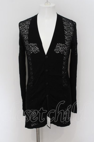 画像1: kiryuyrik / Cross Knit カーディガン S ブラック O-24-07-27-017-ki-to-YM-ZT072 (1)