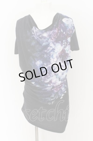 画像1: CIVARIZE / モードドレープフラワーTシャツ 44 ブラック O-24-07-28-007-CI-ts-YM-OS (1)