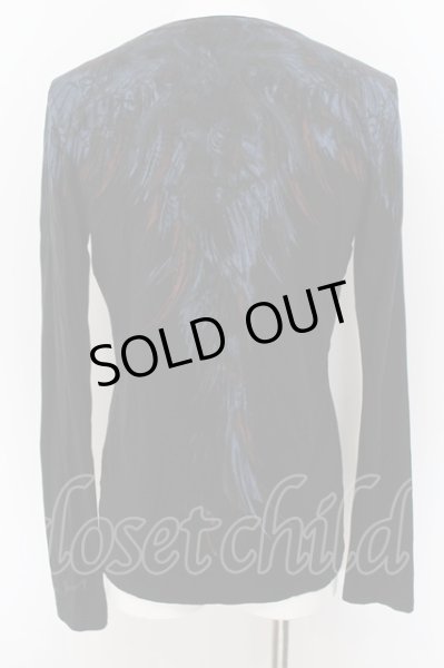 画像4: 14th Addiction / フェザープリント長袖カットソー 1 ブラック O-24-07-29-008-14-to-YM-OS (4)