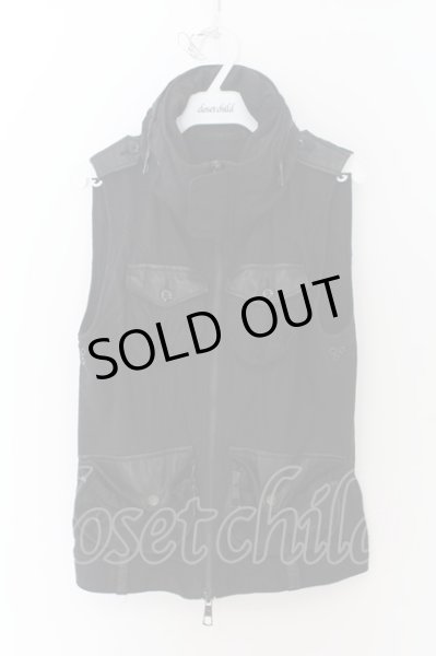 画像1: CIVARIZE / 製品染めクロゼットフードレザーポインテッドミリタリーベスト 44 ブラック O-24-07-31-047-CI-to-YM-OS (1)