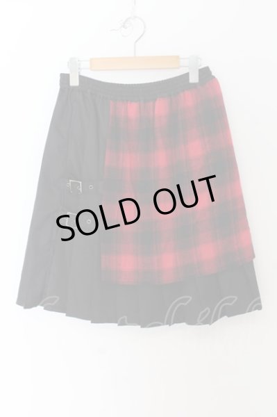 画像1: CIVARIZE / Parallel レイヤードプリーツスカート F ブラックｘレッド O-24-07-31-082-CI-pa-YM-ZT062 (1)