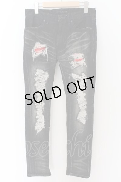 画像1: CIVARIZE / スパンコールリメイク加工スキニーデニムパンツ 44 ブラックｘレッド O-24-07-31-087-CI-pa-YM-ZT063 (1)