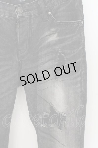 画像2: CIVARIZE / レザーフレアダメージデニムパンツ 44 ブラック O-24-07-31-088-CI-pa-YM-OS (2)