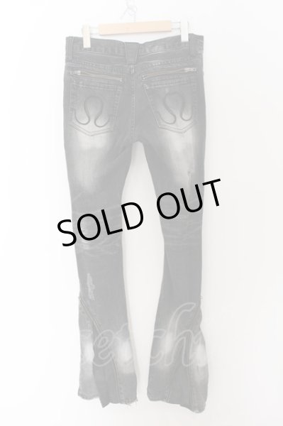 画像4: CIVARIZE / レザーフレアダメージデニムパンツ 44 ブラック O-24-07-31-088-CI-pa-YM-OS (4)