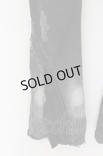 画像5: CIVARIZE / レザーフレアダメージデニムパンツ 44 ブラック O-24-07-31-088-CI-pa-YM-OS (5)