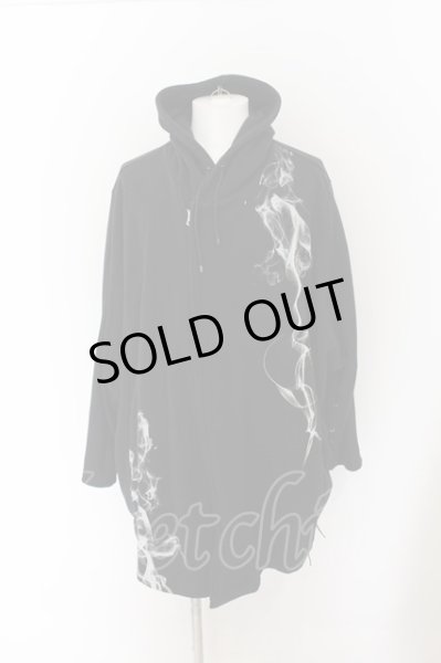 画像1: CIVARIZE / スモークプリントレースアップポンチョパーカー  ブラック O-24-07-31-010-CI-to-YM-OS (1)