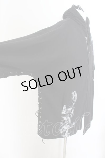 画像2: CIVARIZE / スモークプリントレースアップポンチョパーカー  ブラック O-24-07-31-010-CI-to-YM-OS (2)