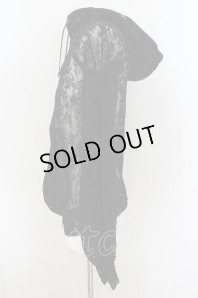 画像2: IFSIXWASNINE / PK　フロッキーレースバルーン袖パーカー 0（レディース） ブラック O-24-08-11-001-IF-to-YM-OS (2)